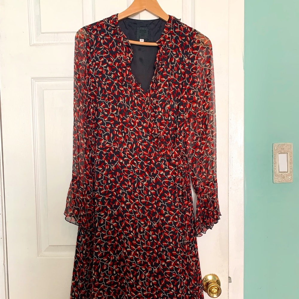 Anna Sui, Wrapped Bohemian Silk Chiffon Dress SIZE 6
